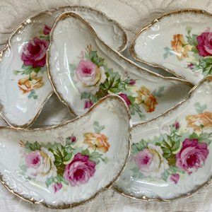 vintage 6 crescent shaped bone dishes